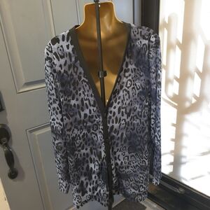 IMAN Black and Gray Animal Print Cardigan
